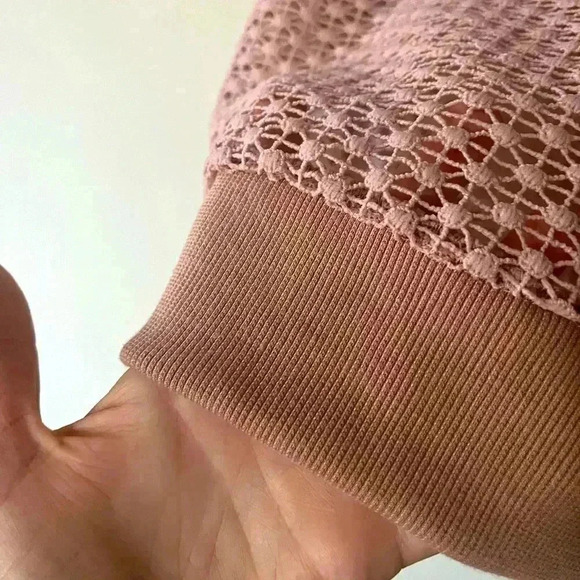 Allison Crochet Like Ruffle Pullover Top Size XS Blush Coquette Sheer Girlhood - Picture 11 of 13